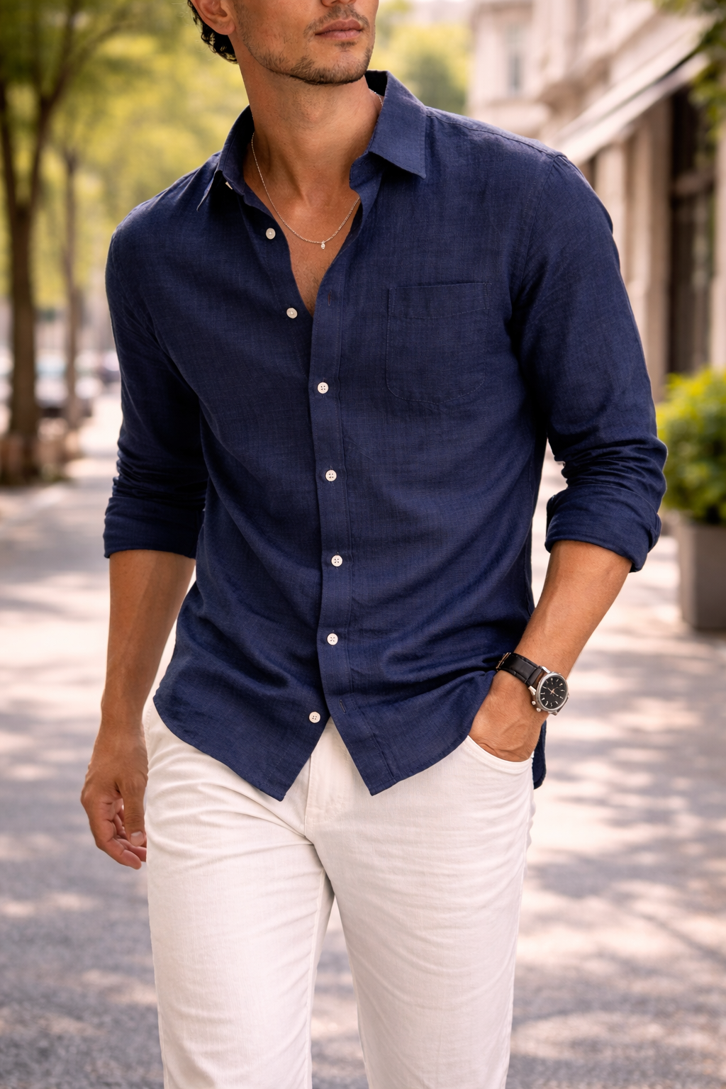 Men's Long Sleeve Polo | Relaxed Fit & Chest Pocket