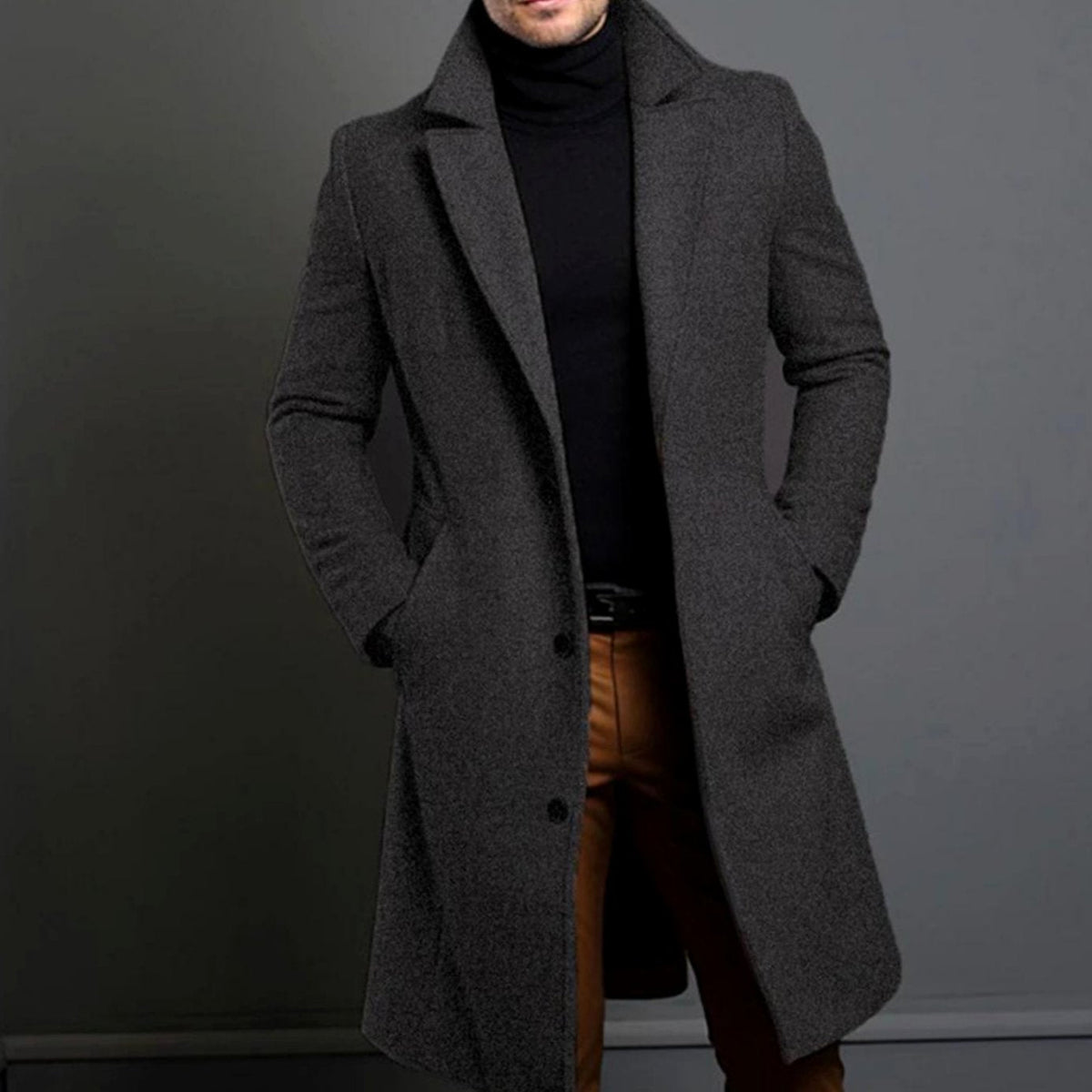 Men's Long Winter Coat | Slim Fit & Wind-Blocking