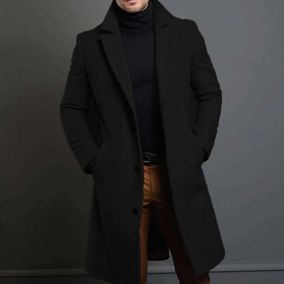 Men's Long Winter Coat | Slim Fit & Wind-Blocking