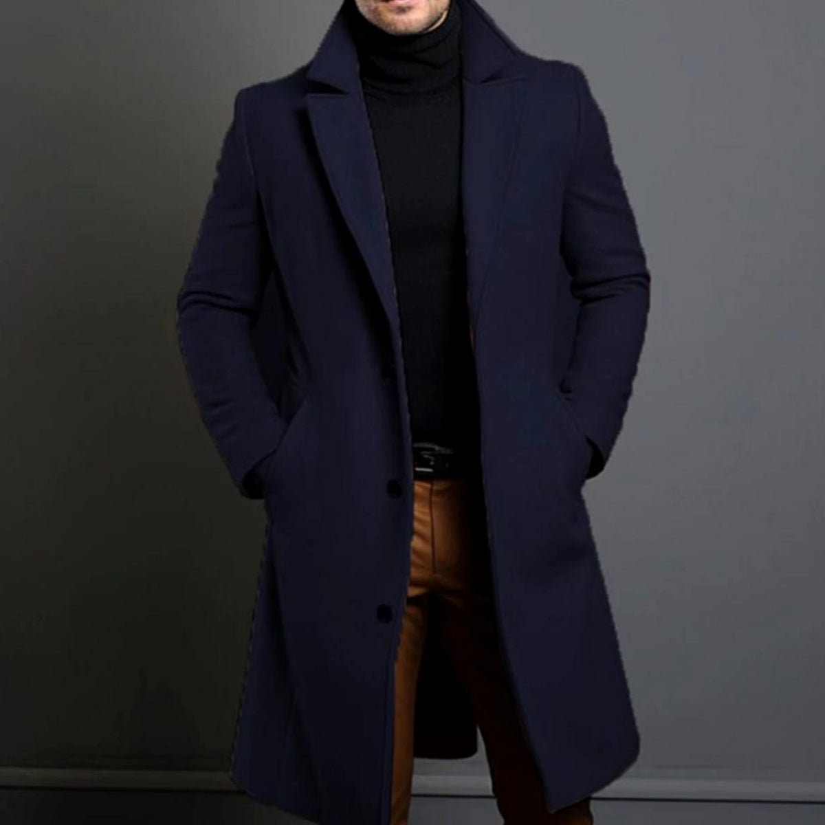 Men's Long Winter Coat | Slim Fit & Wind-Blocking