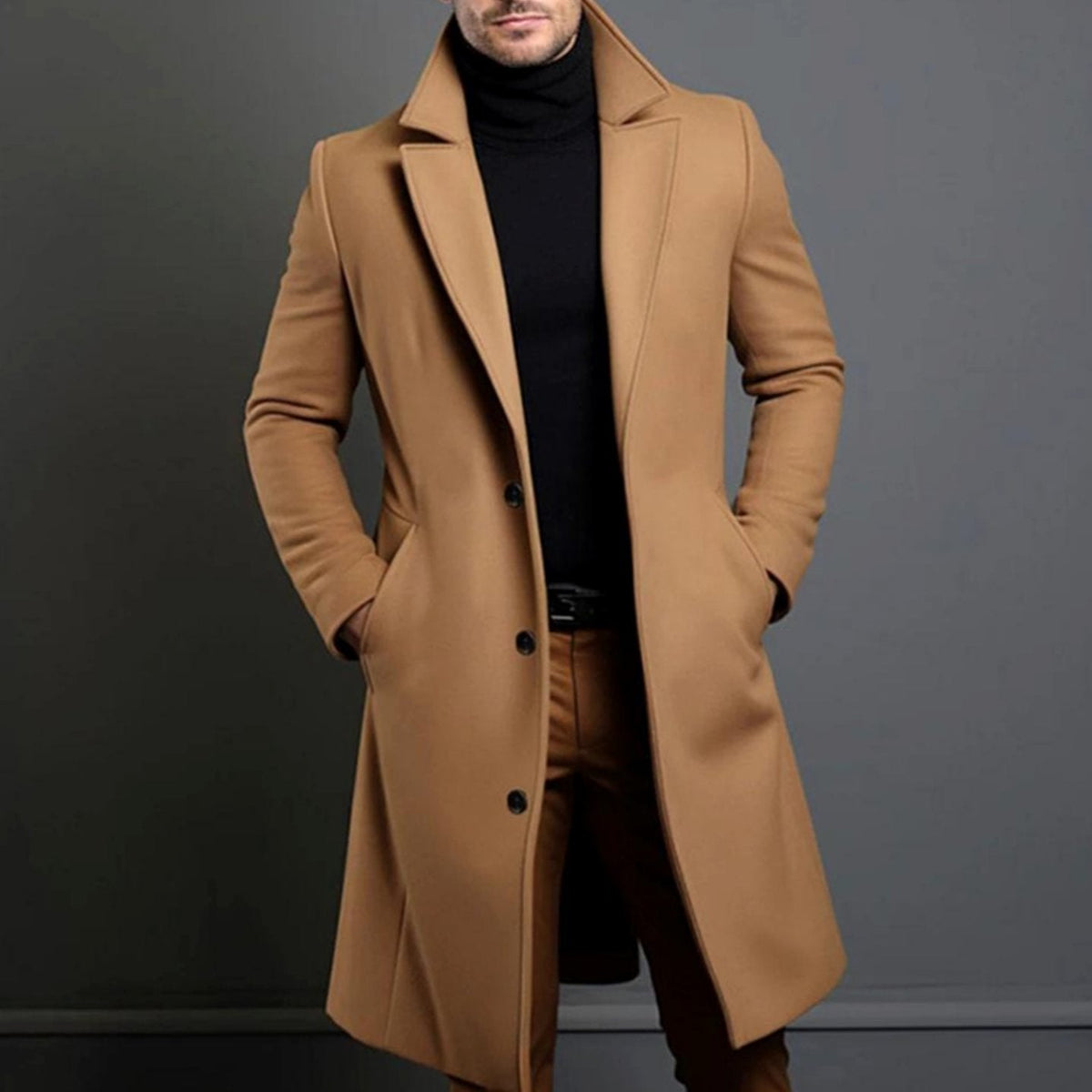 Men's Long Winter Coat | Slim Fit & Wind-Blocking