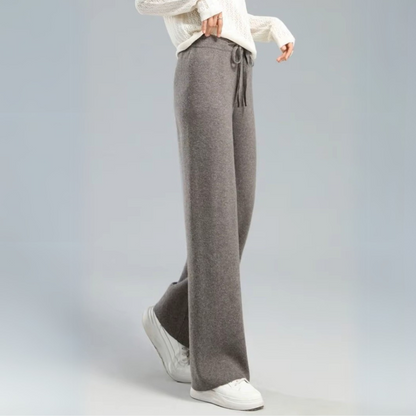 Men's Lounge Pants Wide Leg Relaxed Fit Knitted with Drawstring Tie