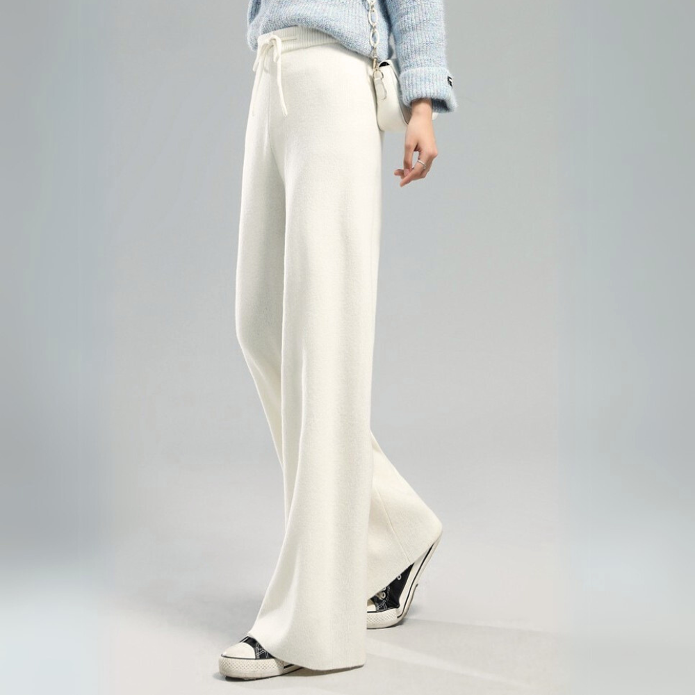 Men's Lounge Pants Wide Leg Relaxed Fit Knitted with Drawstring Tie