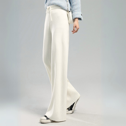 Men's Lounge Pants Wide Leg Relaxed Fit Knitted with Drawstring Tie