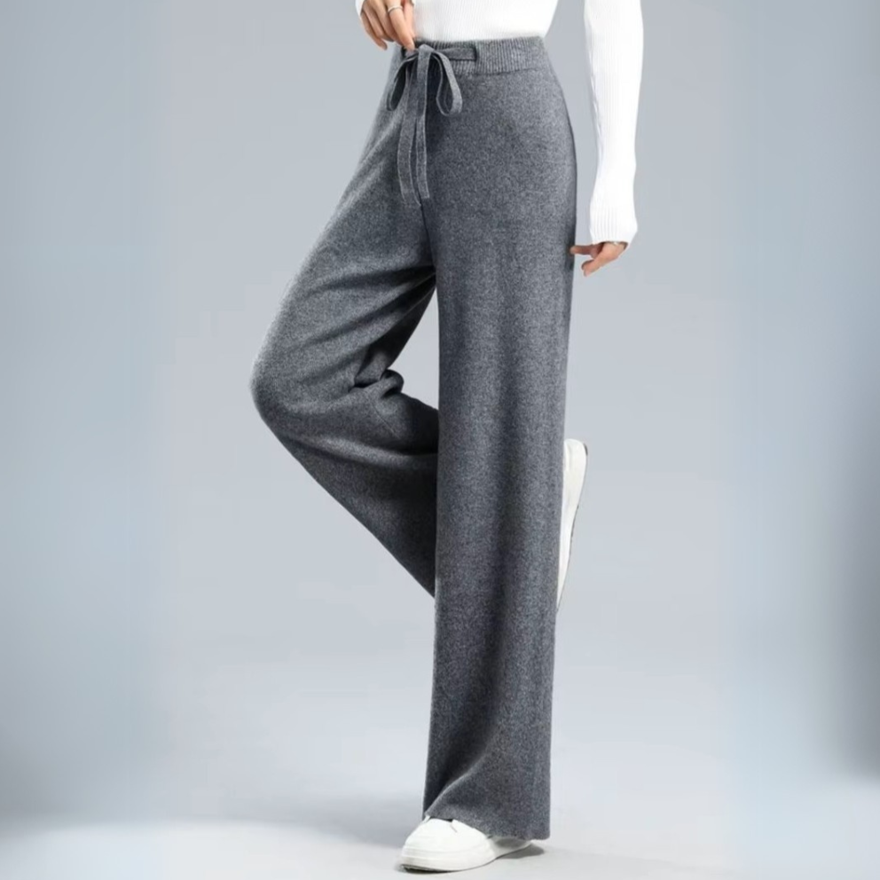 Men's Lounge Pants Wide Leg Relaxed Fit Knitted with Drawstring Tie