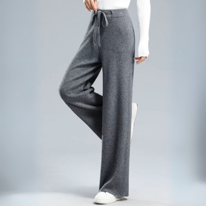 Men's Lounge Pants Wide Leg Relaxed Fit Knitted with Drawstring Tie