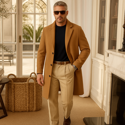Men's Mid Length Coat | Tailored Fit & Warm