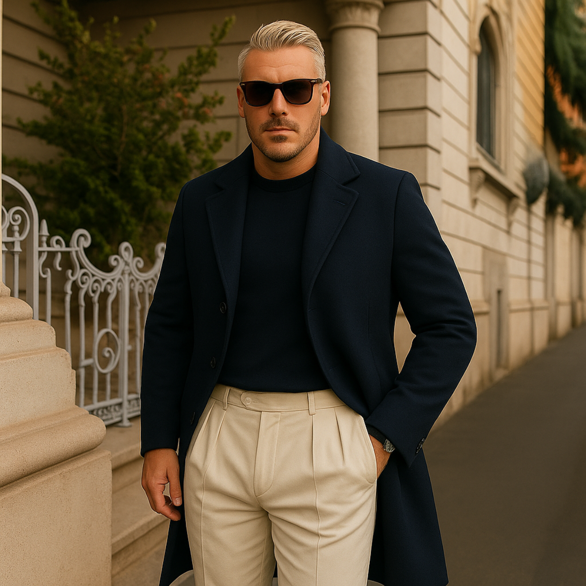 Men's Mid Length Coat | Tailored Fit & Warm