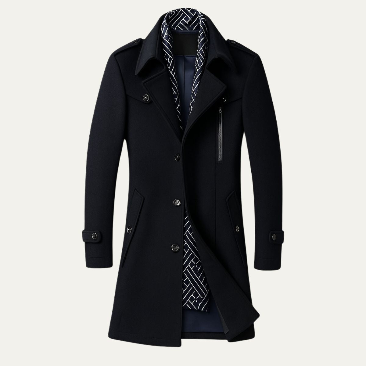 Men's Military-Style Longline Overcoat for Any Occasion