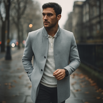 Men's Minimalist Button Winter Coat for Smart Casual Wear