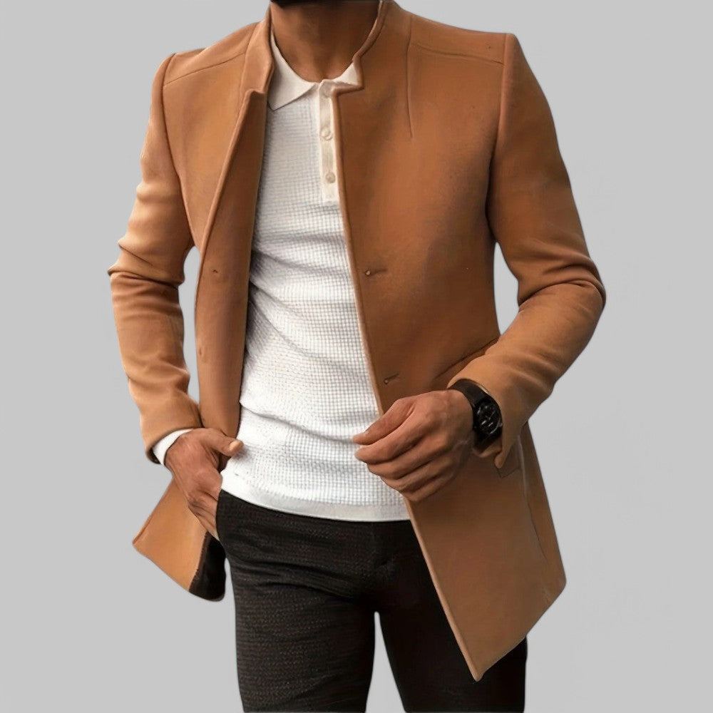 Men's Minimalist Button Winter Coat for Smart Casual Wear