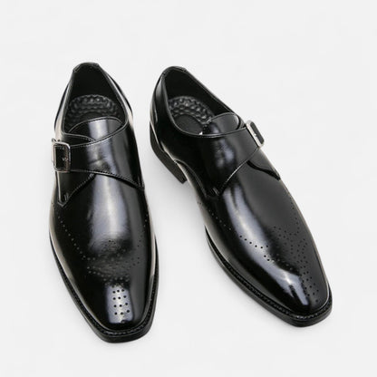 Men's Monk Strap Brogue Shoes Square Toe Low-Profile Sole