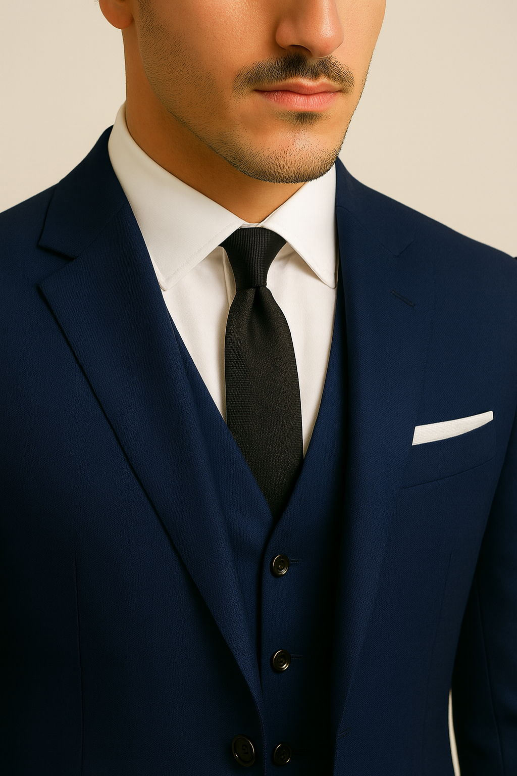 Men's Navy Three-Piece Suit for Special Occasions