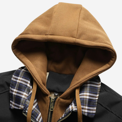 Men's Puffer Jacket Quilted Hooded Zip Front Regular Fit with Pockets