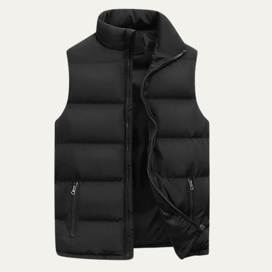 Men's Puffer Vest Slim Fit Stand Collar Full Zip with Zipped Pockets