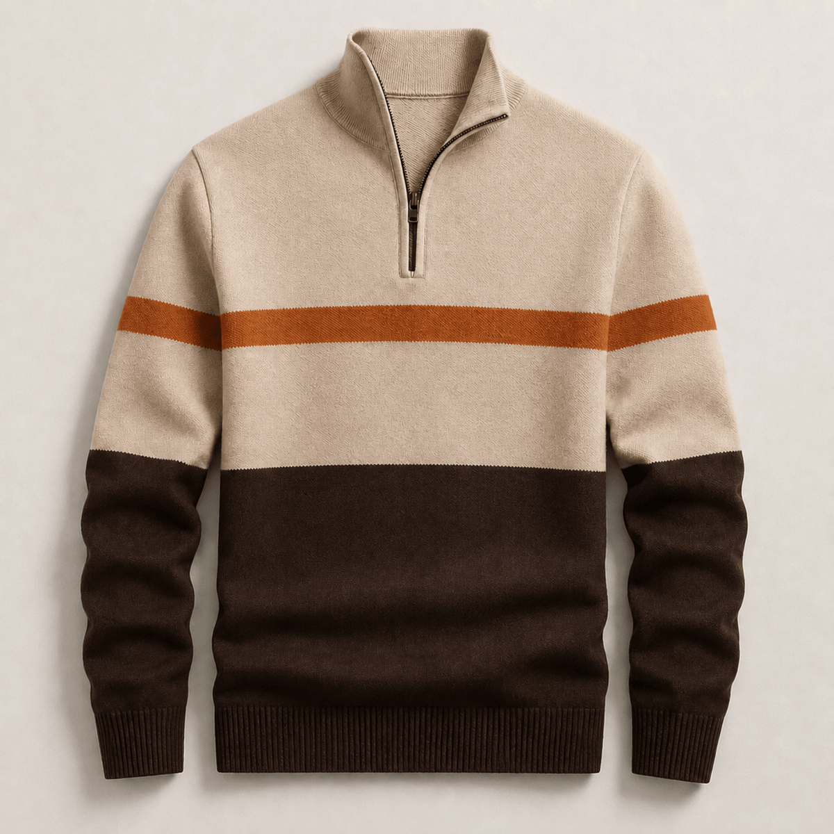 Men's Quarter-Zip Jumper | Colour-Block Design