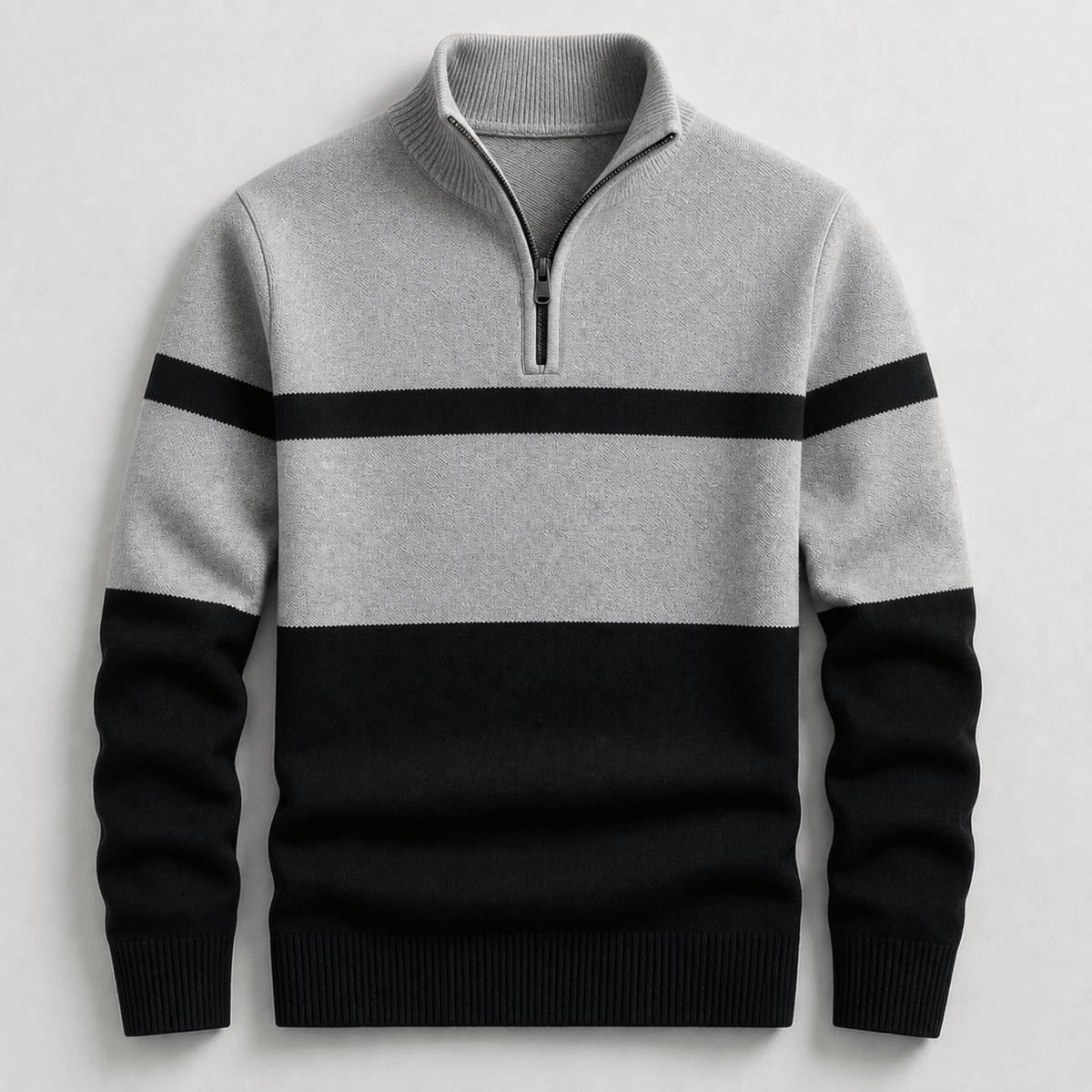 Men's Quarter-Zip Jumper | Colour-Block Design
