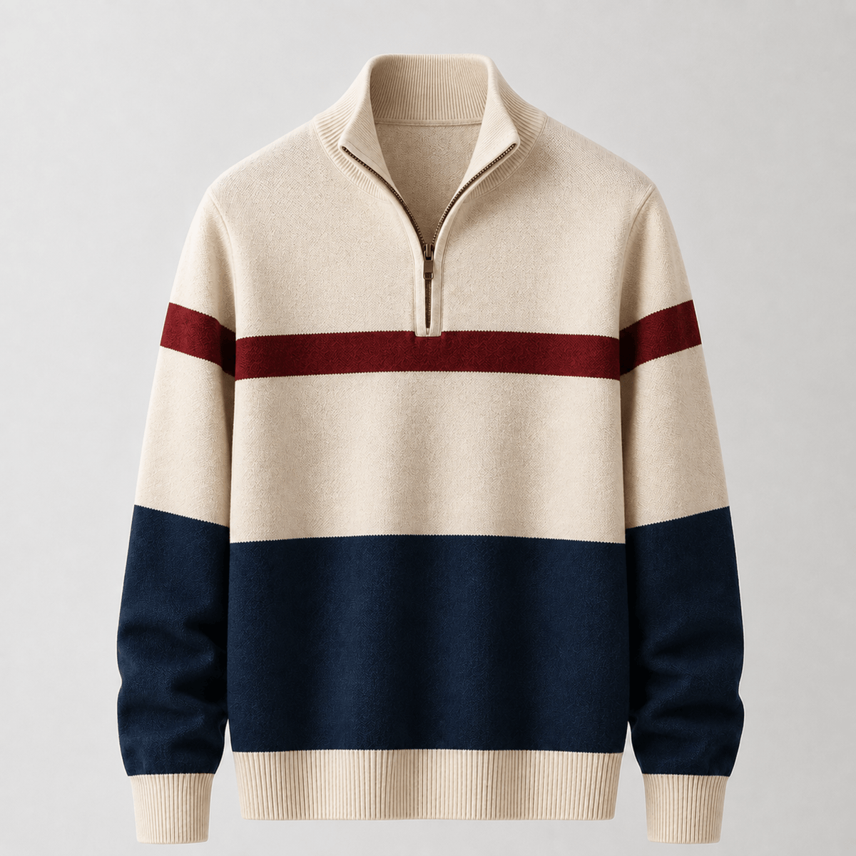 Men's Quarter-Zip Jumper | Colour-Block Design