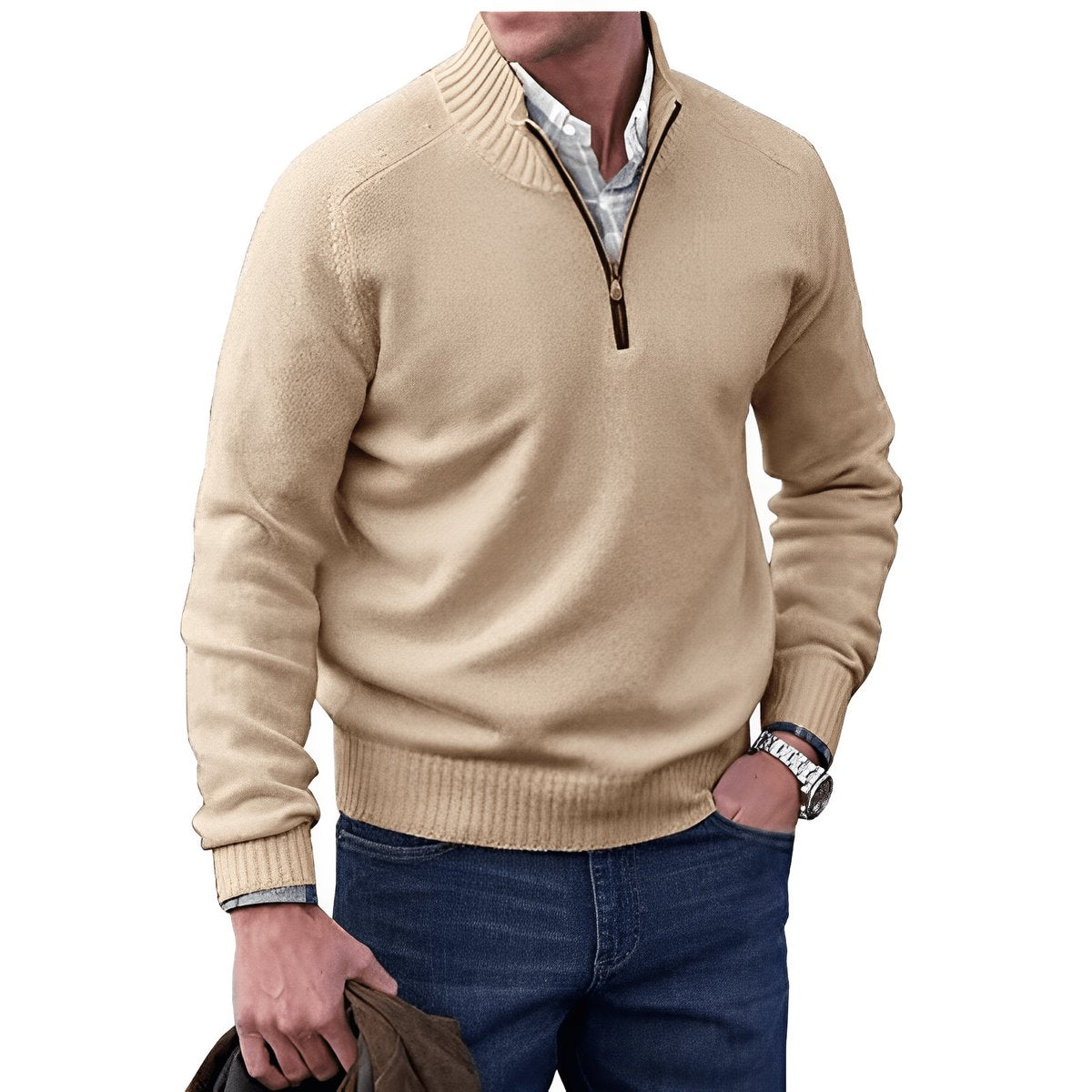 Men's Quarter-Zip Knit Pullover | Regular Fit Long Sleeve