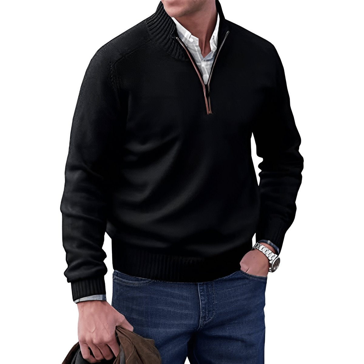 Men's Quarter-Zip Knit Pullover | Regular Fit Long Sleeve