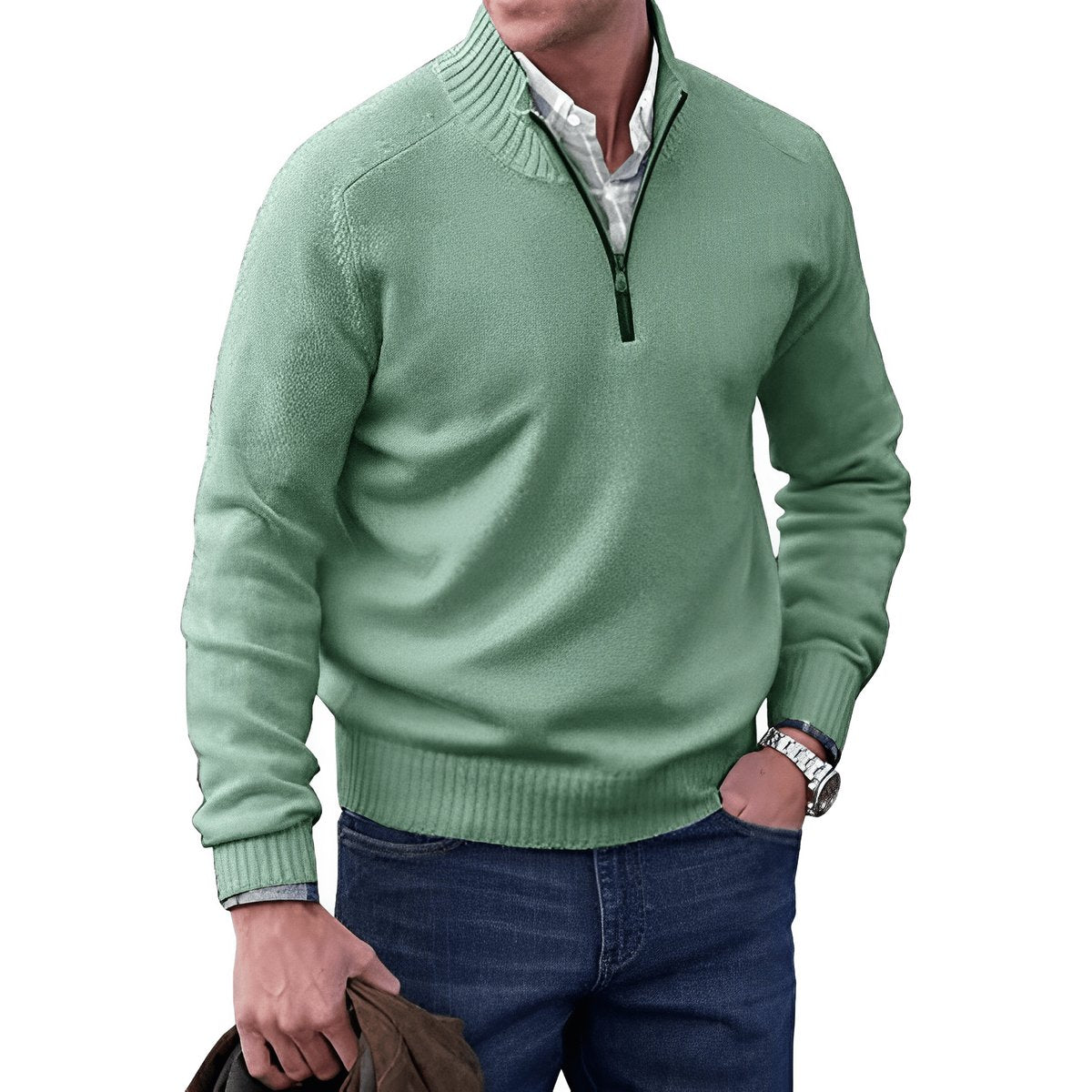 Men's Quarter-Zip Knit Pullover | Regular Fit Long Sleeve