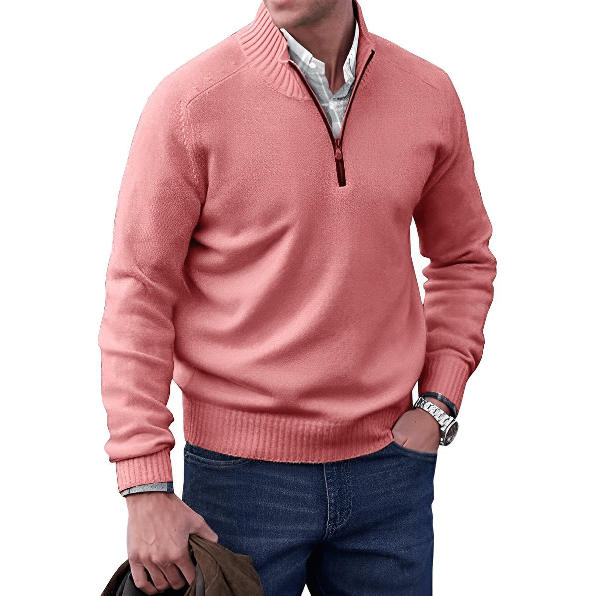 Men's Quarter-Zip Knit Pullover | Regular Fit Long Sleeve