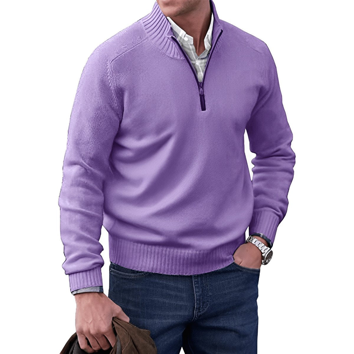 Men's Quarter-Zip Knit Pullover | Regular Fit Long Sleeve