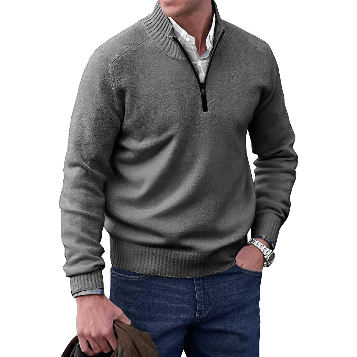 Men's Quarter-Zip Knit Pullover | Regular Fit Long Sleeve