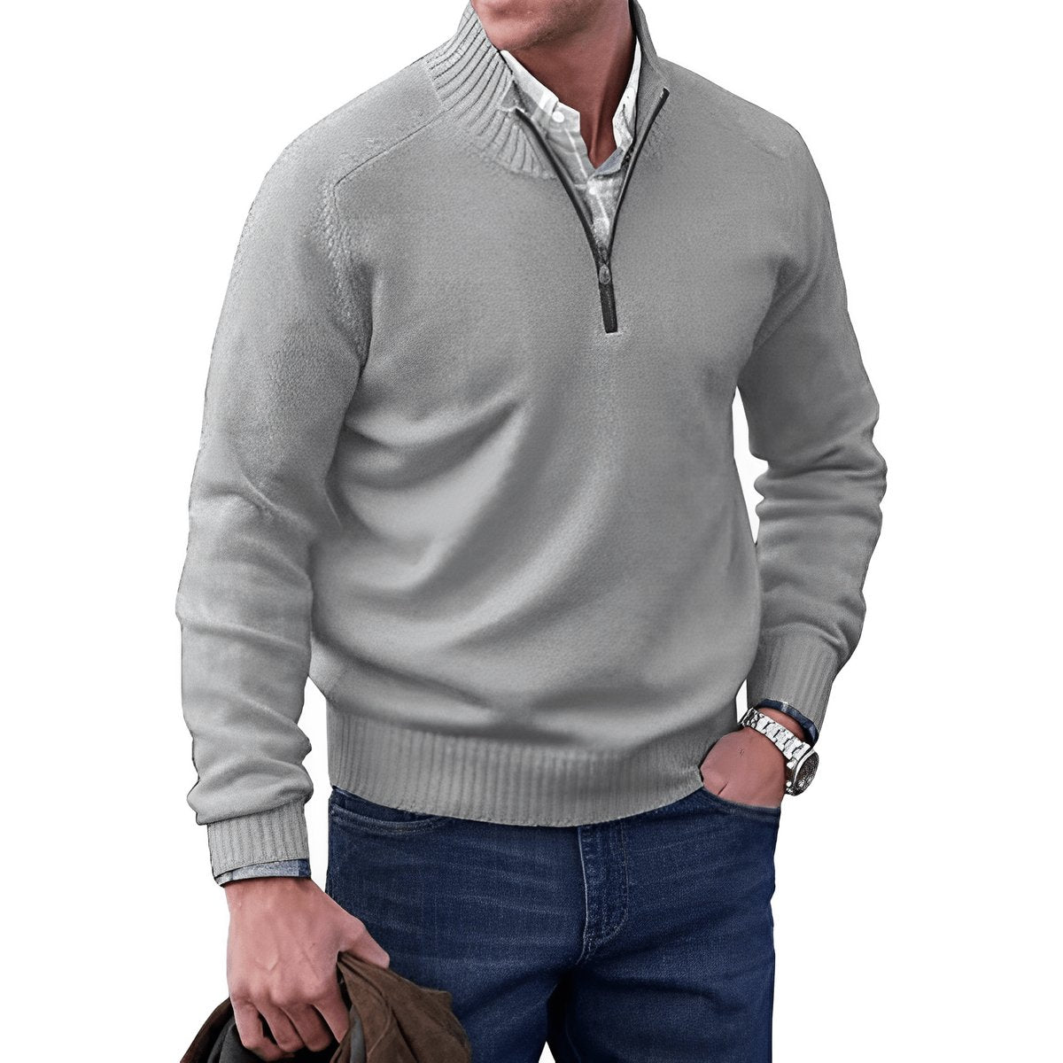 Men's Quarter-Zip Knit Pullover | Regular Fit Long Sleeve