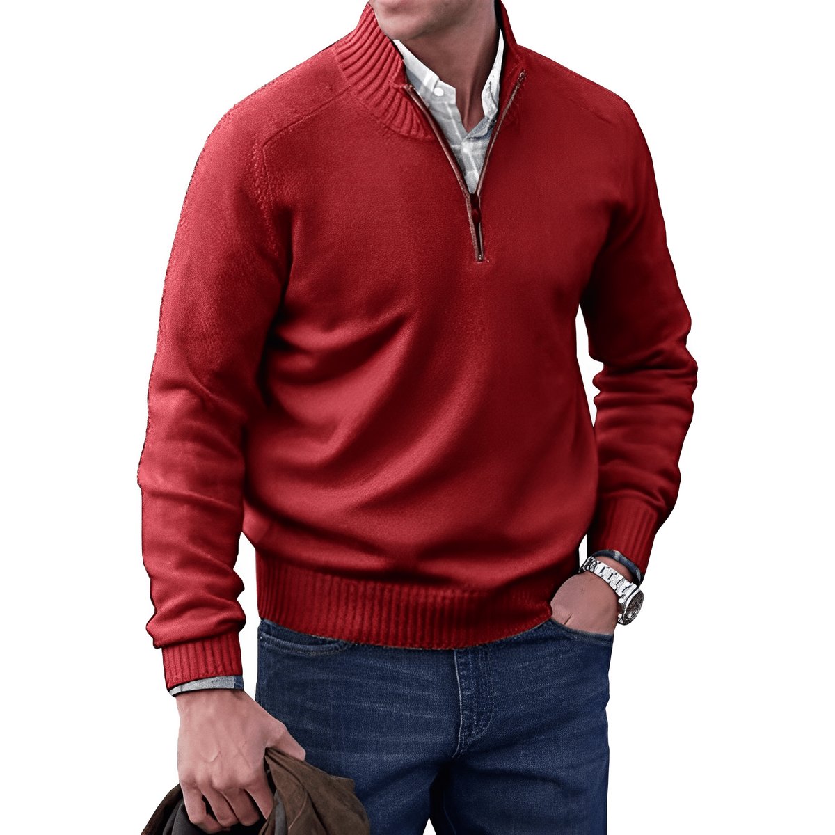 Men's Quarter-Zip Knit Pullover | Regular Fit Long Sleeve