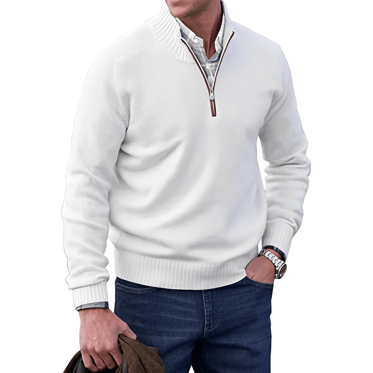 Men's Quarter-Zip Knit Pullover | Regular Fit Long Sleeve