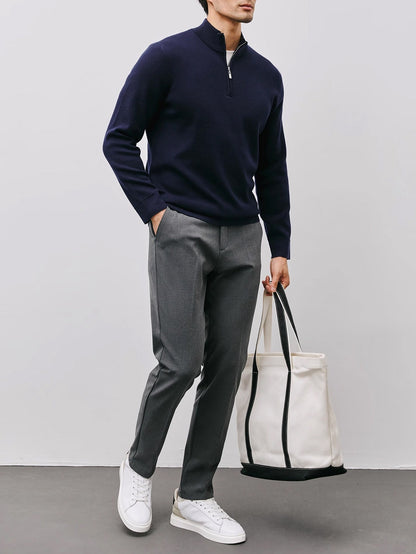 Men's Quarter Zip Sweater Stand Collar Tailored Fit