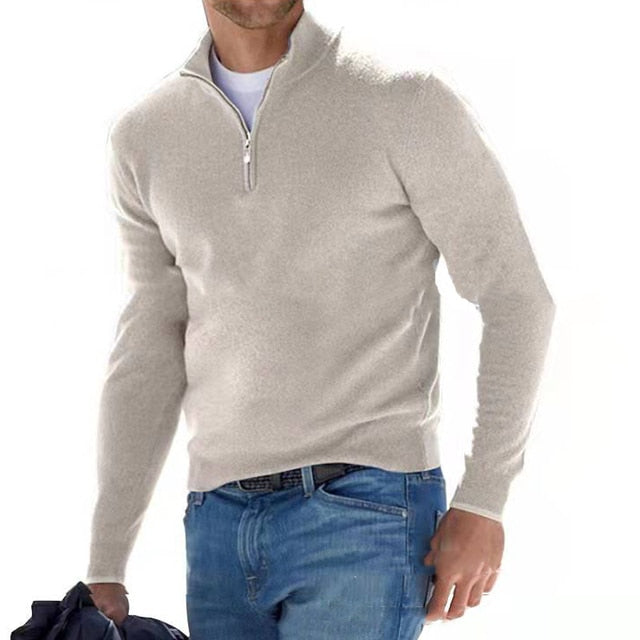Men's Quarter Zip Sweater | Stand Collar & Zip Design