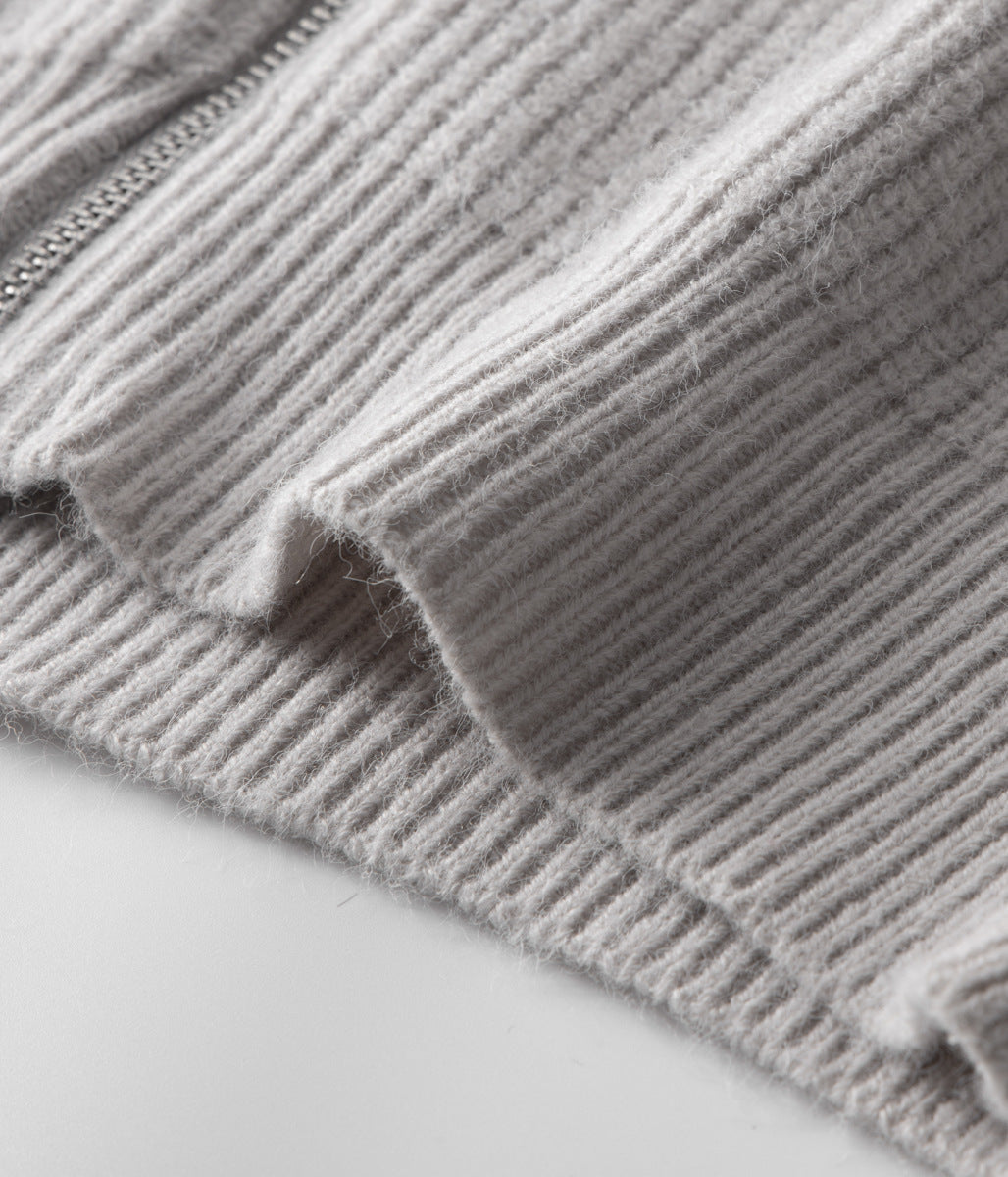 Men's Ribbed Funnel Neck Zip Cardigan for All Occasions
