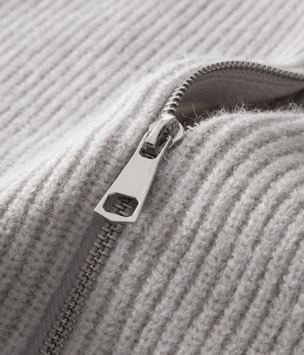 Men's Ribbed Funnel Neck Zip Cardigan for All Occasions