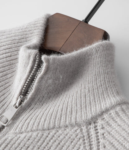 Men's Ribbed Funnel Neck Zip Cardigan for All Occasions