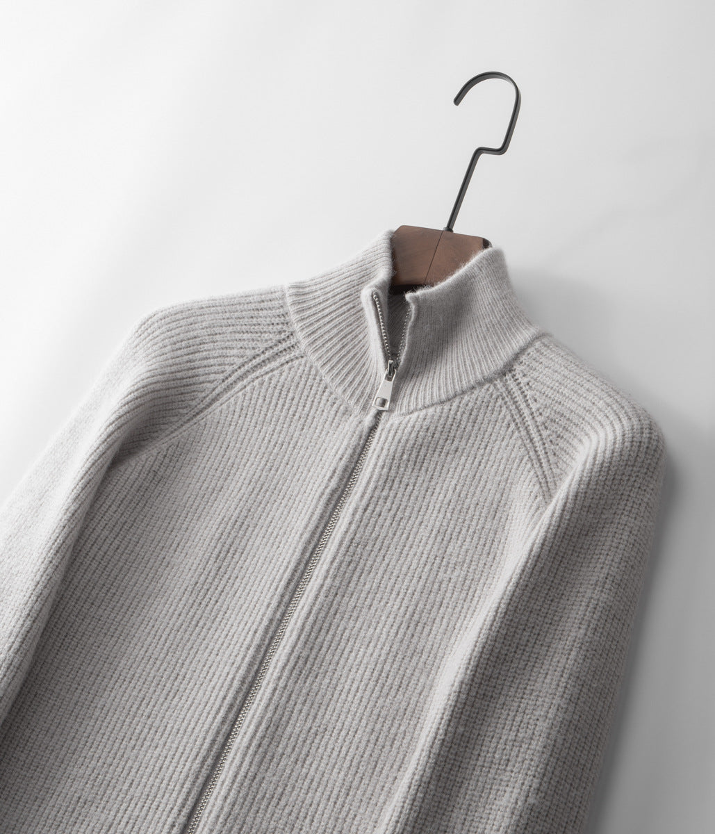 Men's Ribbed Funnel Neck Zip Cardigan for All Occasions