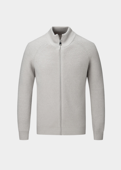 Men's Ribbed Funnel Neck Zip Cardigan for All Occasions