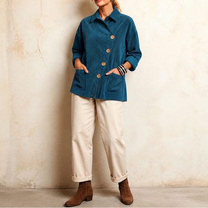Men's Shacket | Diagonal Button & Ribbed Detail