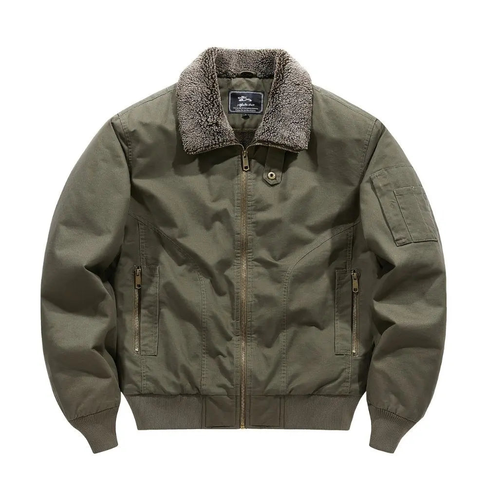 Men's Sherpa Collar Bomber Jacket | Zip Front & Warm