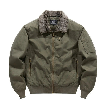 Men's Sherpa Collar Bomber Jacket | Zip Front & Warm