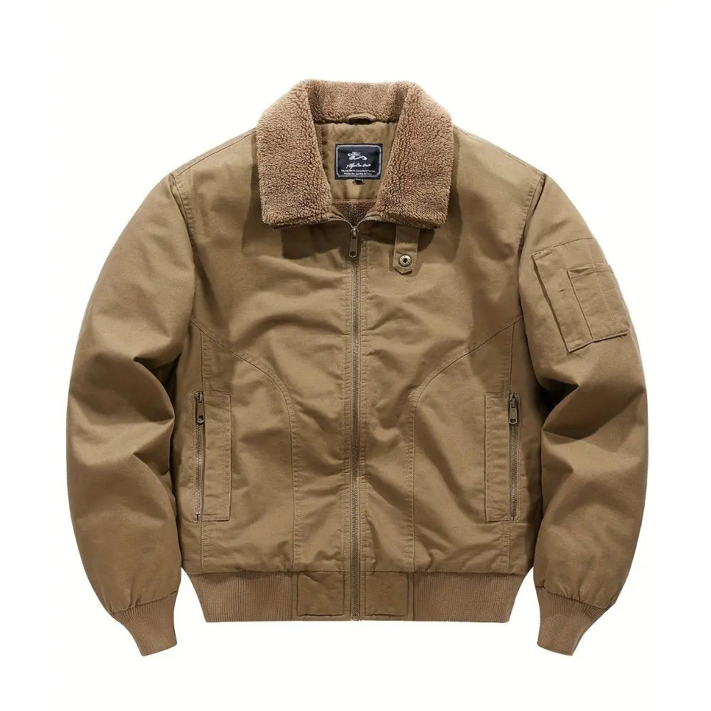 Men's Sherpa Collar Bomber Jacket | Zip Front & Warm