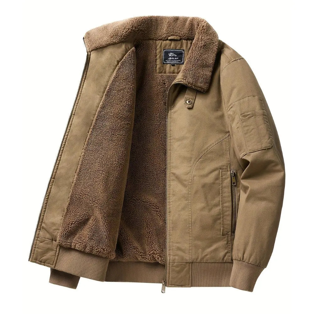 Men's Sherpa Collar Bomber Jacket | Zip Front & Warm