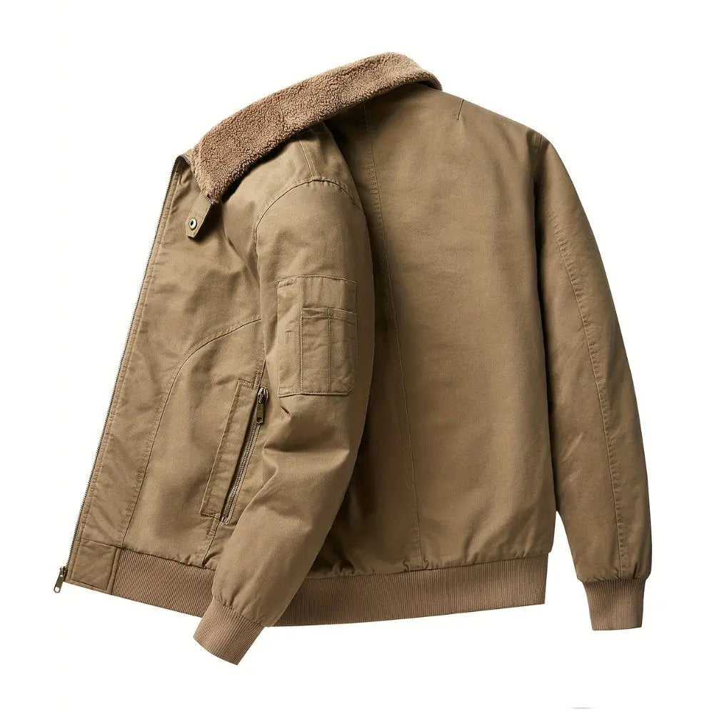 Men's Sherpa Collar Bomber Jacket | Zip Front & Warm