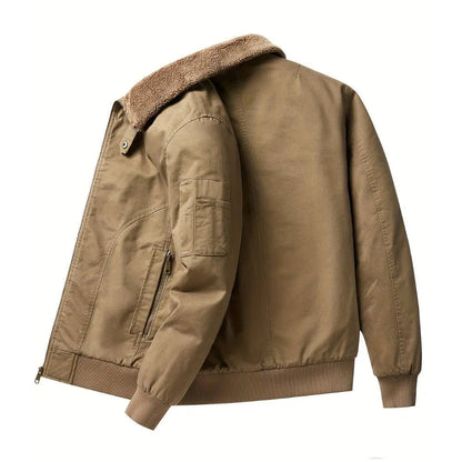 Men's Sherpa Collar Bomber Jacket | Zip Front & Warm