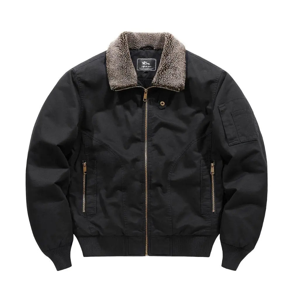 Men's Sherpa Collar Bomber Jacket | Zip Front & Warm