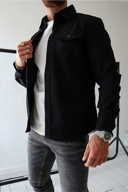 Men's Shirt Jacket Relaxed Fit Button-Up Collared Layer