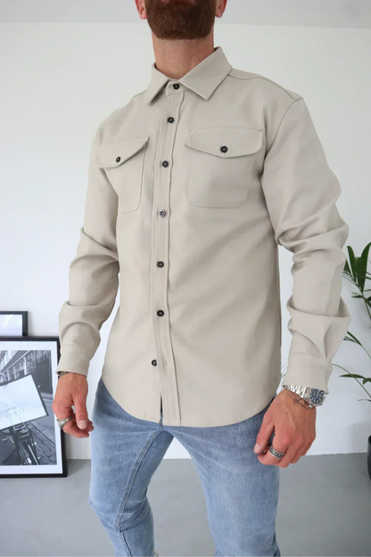 Men's Shirt Jacket Relaxed Fit Button-Up Collared Layer