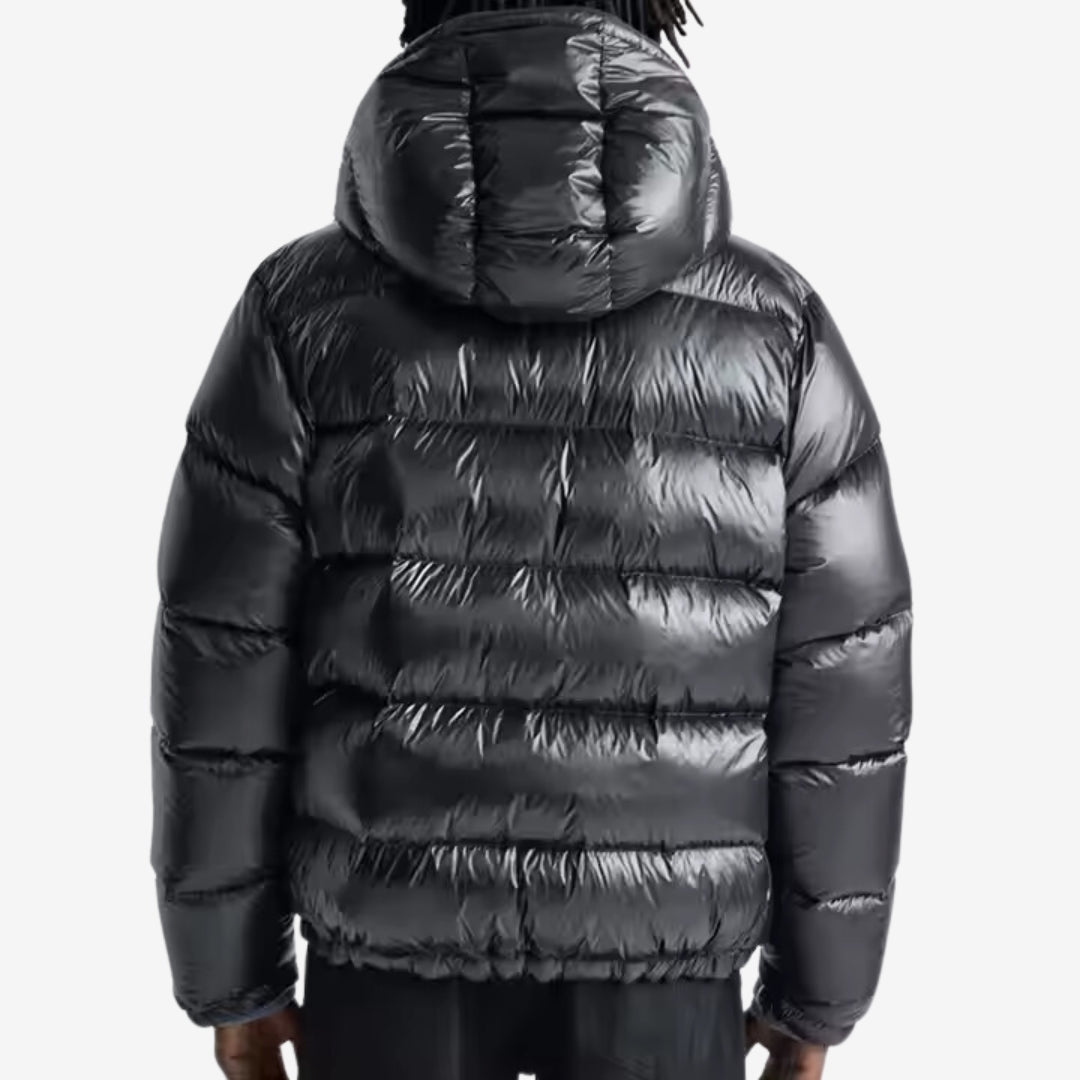 Men's Short Puffer Jacket | Hooded & Glossy Finish