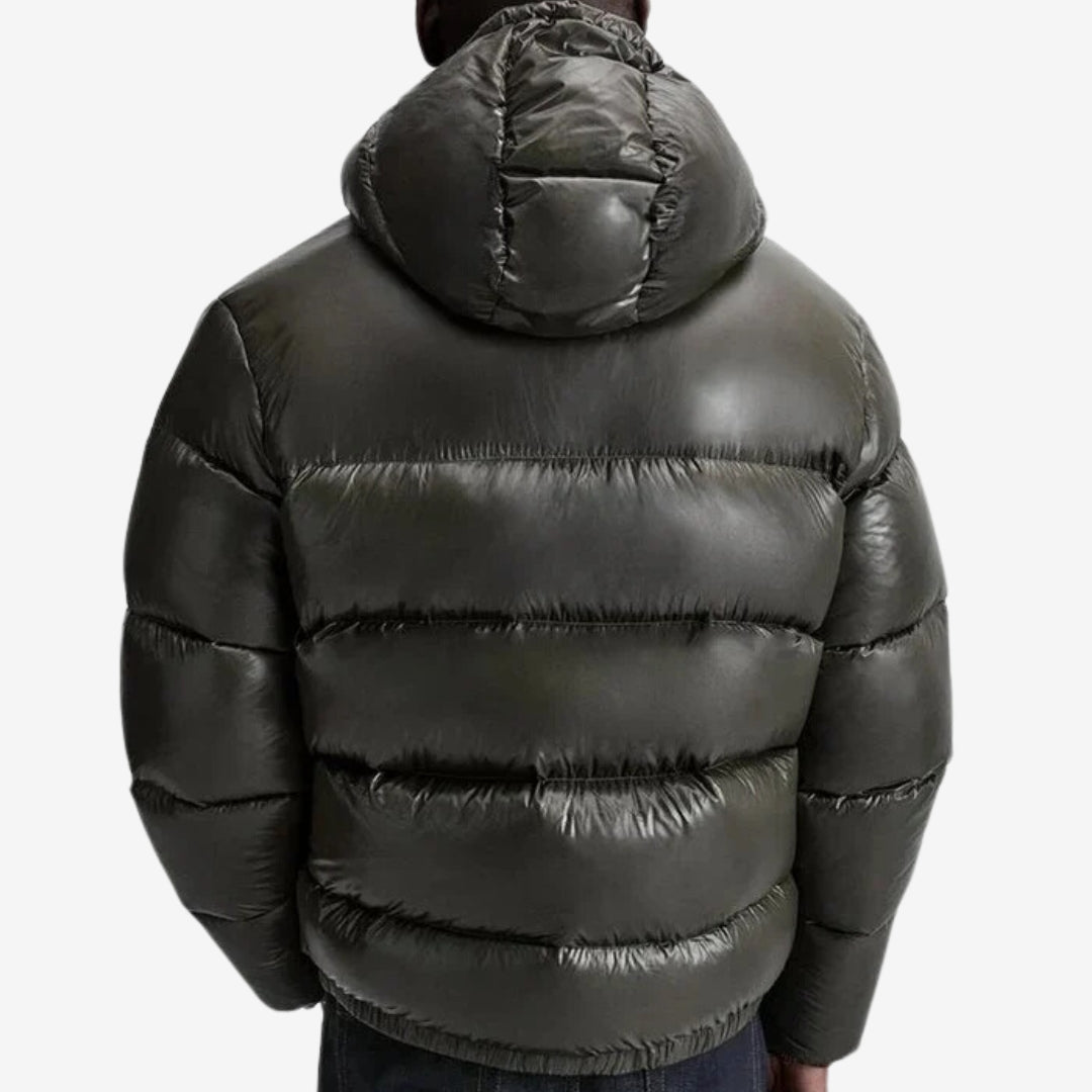 Men's Short Puffer Jacket | Hooded & Glossy Finish